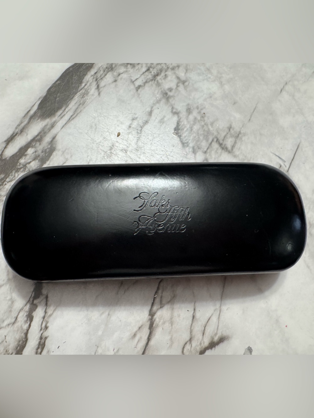 Black Saks Fifth Avenue Eyeglass Case with Embossed Logo